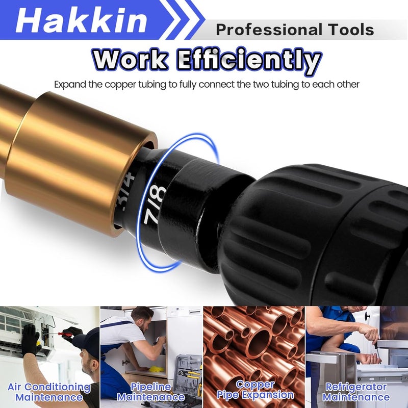 Hakkin 6 in 1 Copper Swaging HVAC Repair Tool with Bit Holder, Air Conditioner Copper Tube Expander, Swaging Tube Repair Boring Drill Bit, Swedge Tubing Tool with 1/4", 3/8", 1/2", 5/8", 3/4", 7/8” - Image 4